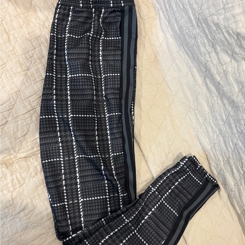 adidas Black/Grey and White Checkered Sweatpants